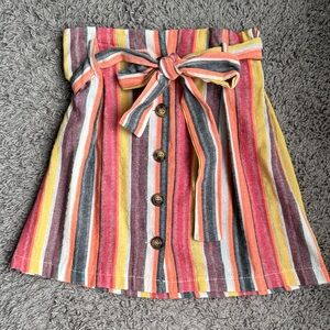 Striped Multicolor Button-Down High Waisted Skirt